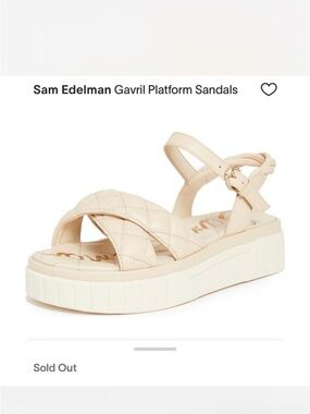 Sam Edelman Quilted Platform Sandal - Cream/White